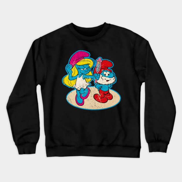 papa smurf and smurfette - vintage Crewneck Sweatshirt by ANIMALLL